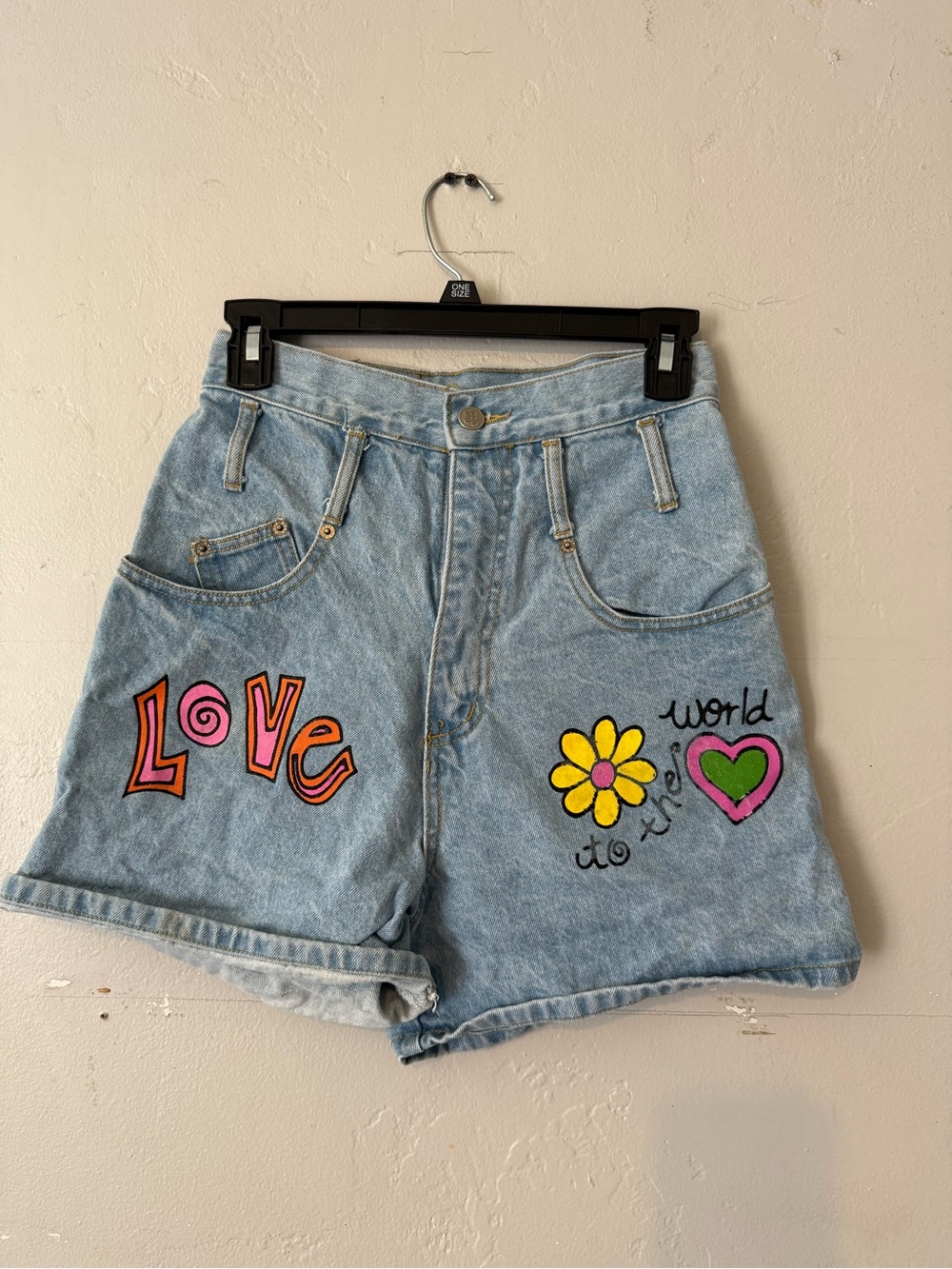 Nada Nuff VTG Painted Denim High-Waist Women's Shorts Graphics